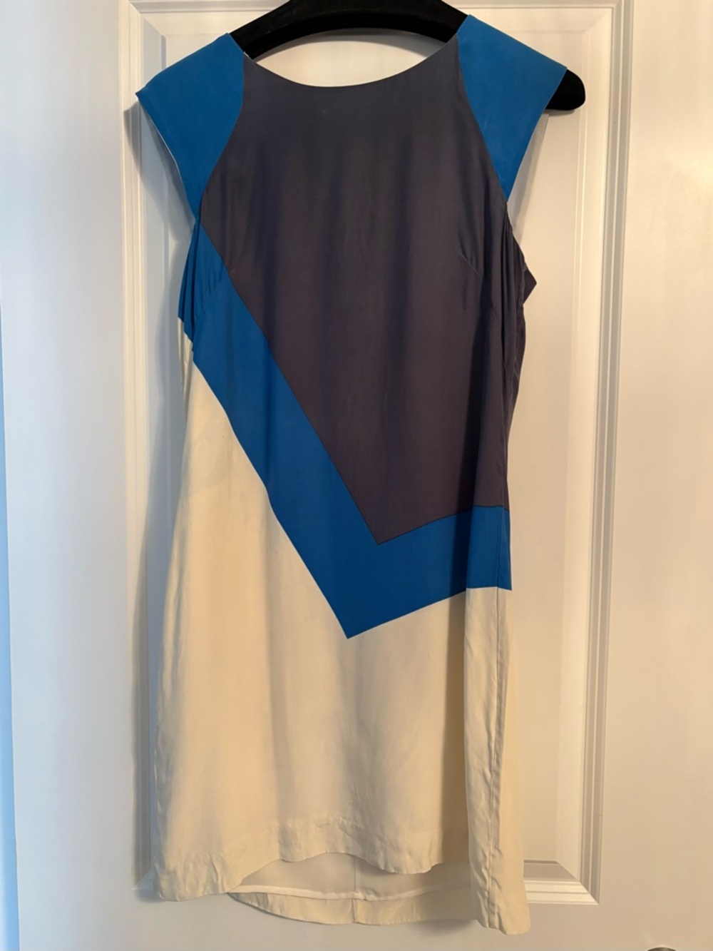 French Connection Colorblock Sleeveless Midi Dress in Blue, Gray and Cream
